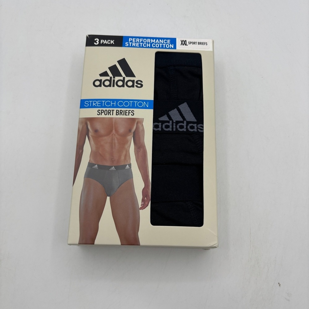 Adidas Performance Stretch Cotton Sport Briefs Mens Size XXL Black Onix IR0837